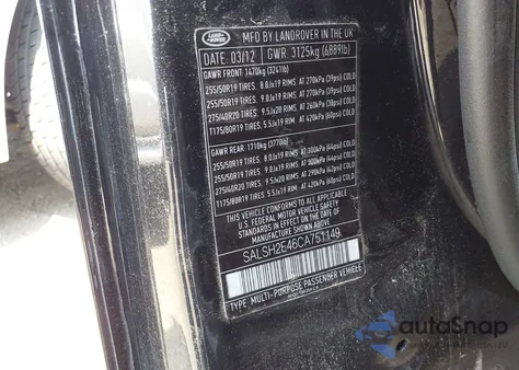 2012 Land Rover Range Rover Sport Supercharged z USA, uszkodzony, nr VIN SALSH2E46CA751149